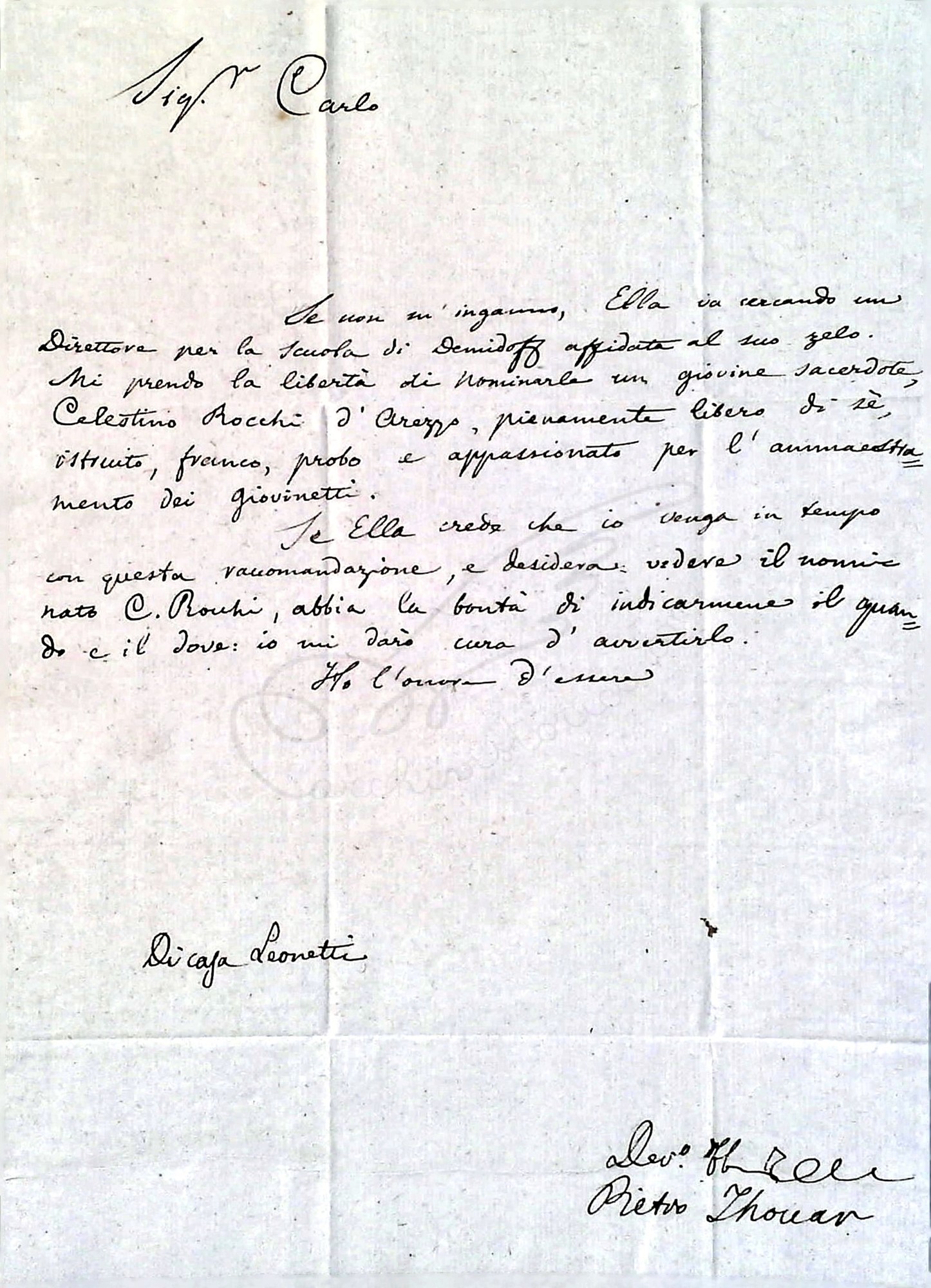 Pietro Thouar sue lettere